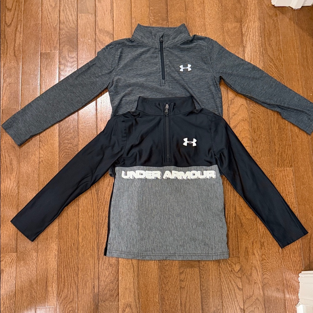 Under Armour Black and Gray Quarter-Zip Tops